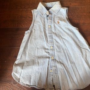 Girls polo sleeveless button up shirt size 7 light blue